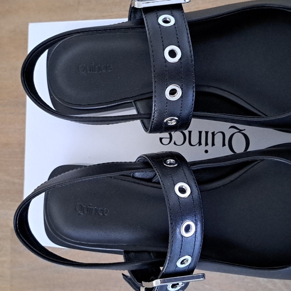 Quince Italian Leather Bold Buckle Slingback - Color: Black - Size: 9 - Picture 3 of 10